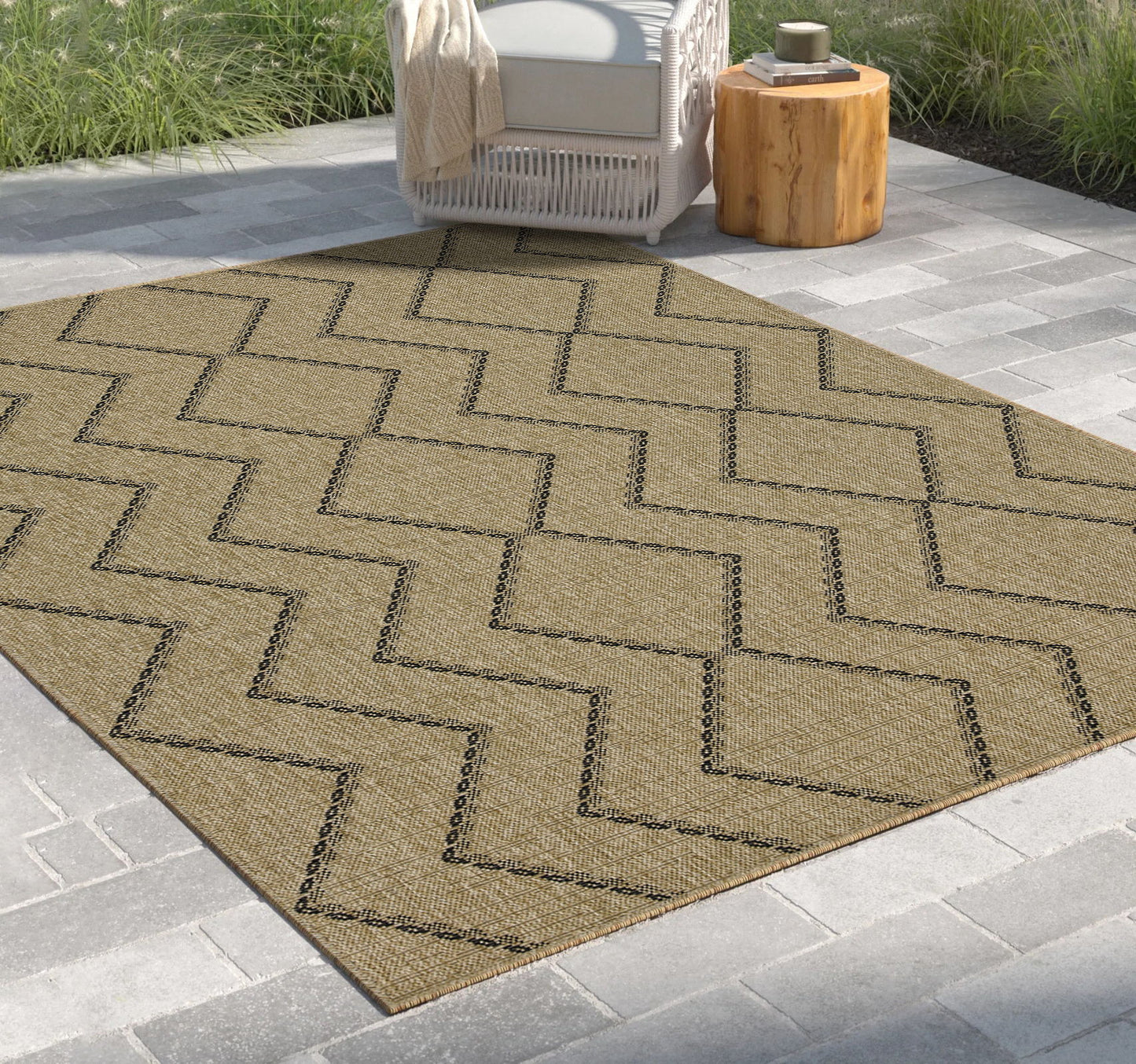 Earth - 5'3" X 7'3" Indoor, Outdoor Area Rug - Black, Natural