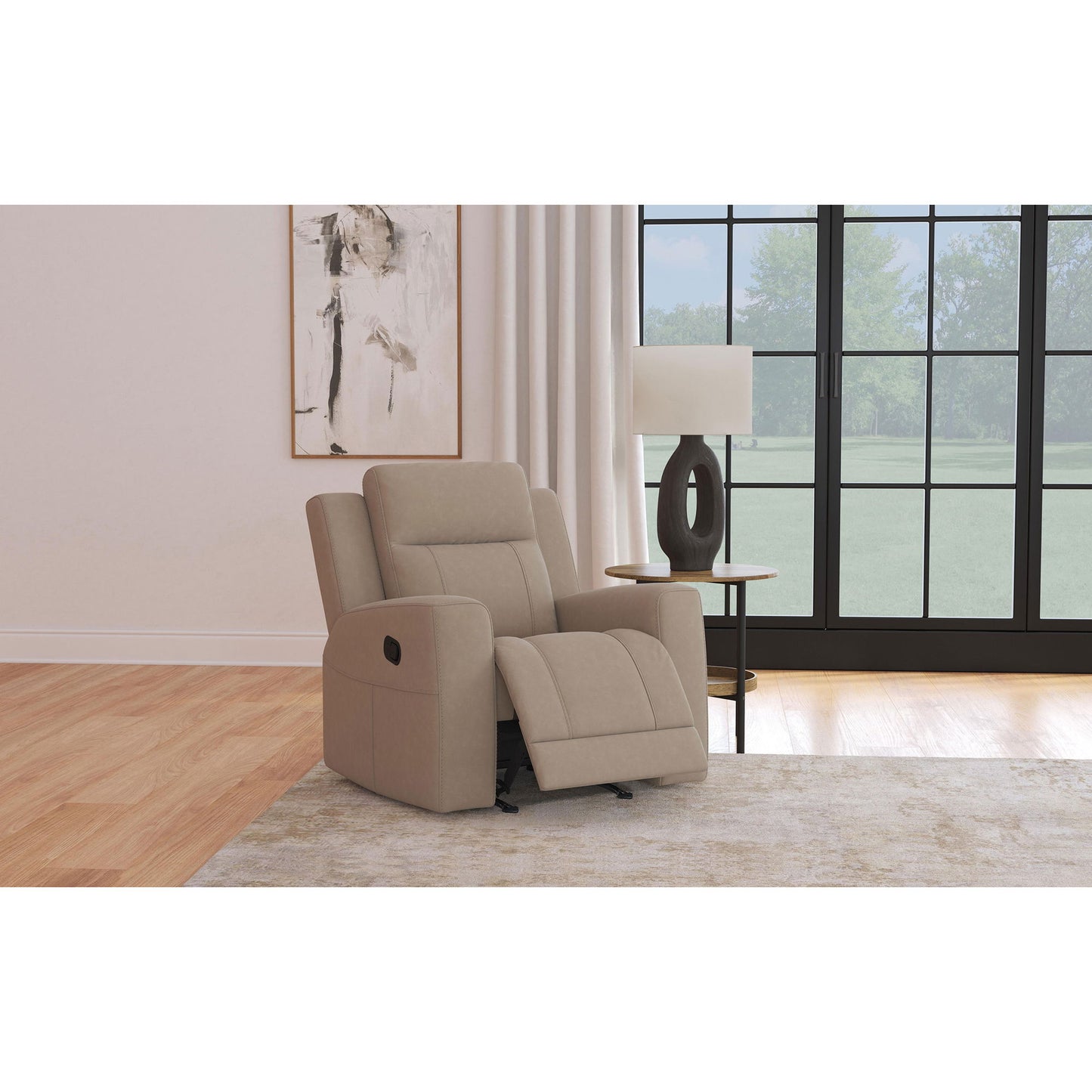 Slater - Upholstered Recliner Chair With Manual Recline - Taupe