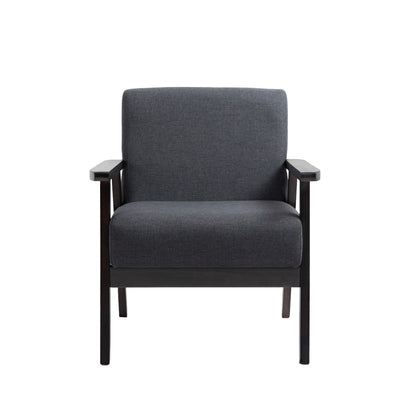 The Bahamas - Linen Fabric Chair features a dark wooden frame and dark gray upholstered seat and backrest, shown from the front against a white background.