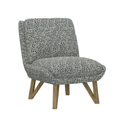 The Emerse Armless Accent Chair in blue features a cushioned seat and backrest, textured upholstery, and four angled wooden legs with a natural finish for a modern look.