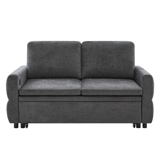 Convertible Sofa Bed Loveseat With Adjustable Backrest And USB Ports
