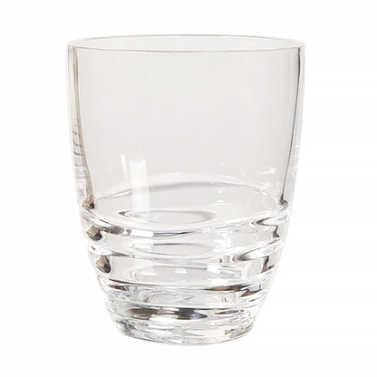 A set of four Leading Ware Swirl Acrylic Drinking Glasses, featuring a slightly rounded shape and three subtle horizontal ridges near the base, shown empty against a white background.