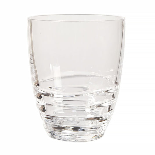 A set of four Leading Ware Swirl Acrylic Drinking Glasses, featuring a slightly rounded shape and three subtle horizontal ridges near the base, shown empty against a white background.