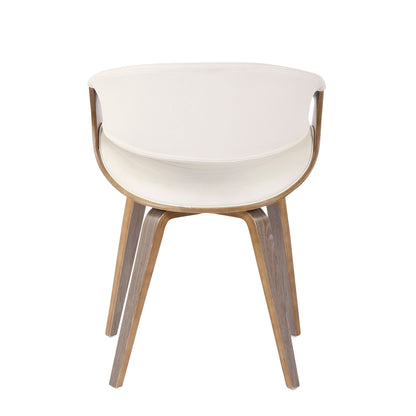 The Symphony - Mid Century Modern Dining Chair features light wooden legs and a curved white seat back, shown from behind against a plain white background.