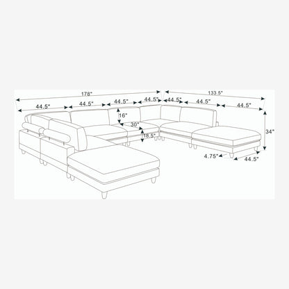 Modern Modular Sectional With Adjustable Back Support