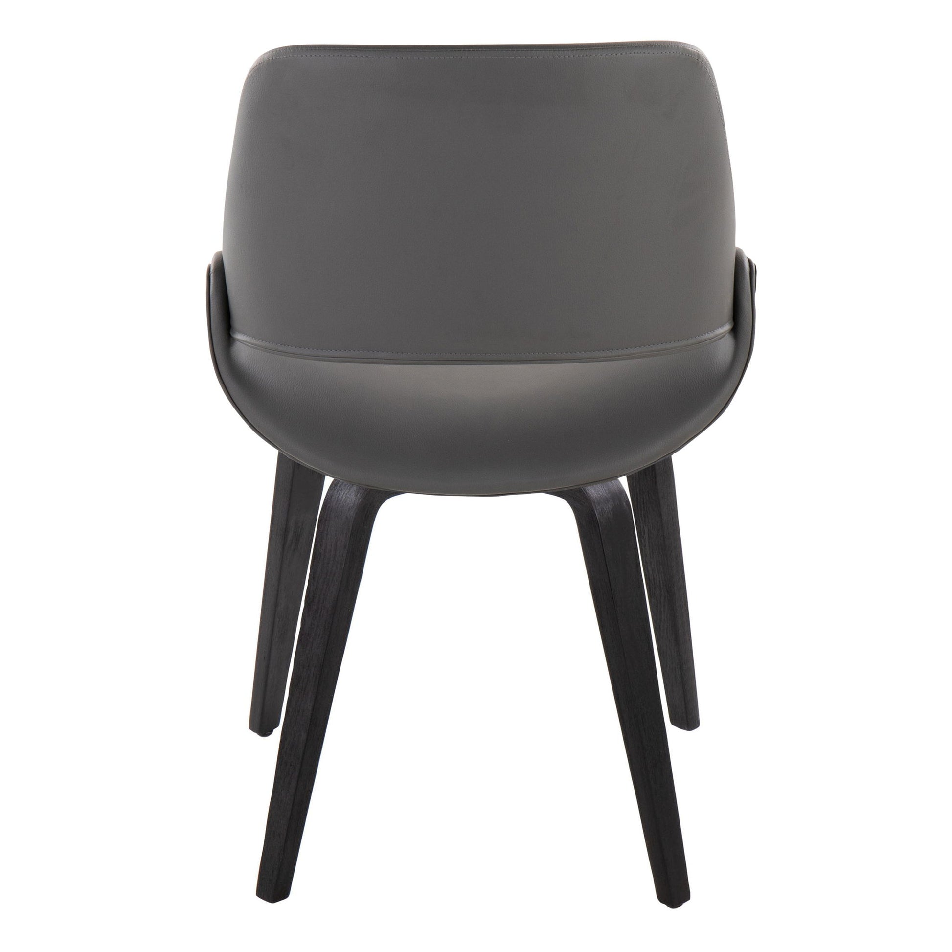 The Fabrico - Mid Century Modern Comfortable Design Dining Chair (Set of 2) features a curved dark gray backrest and black wooden legs, shown from behind against a white background.