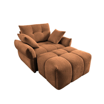 Ergonomic Single Seater Sofa With Ottoman, High Resilience Support Cushions