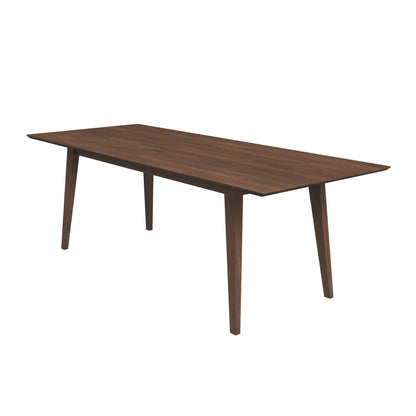 The Levi - Modern Style Rectangular Dining Kitchen Table features a smooth, dark brown finish and four angled legs, showcased against a plain white background.