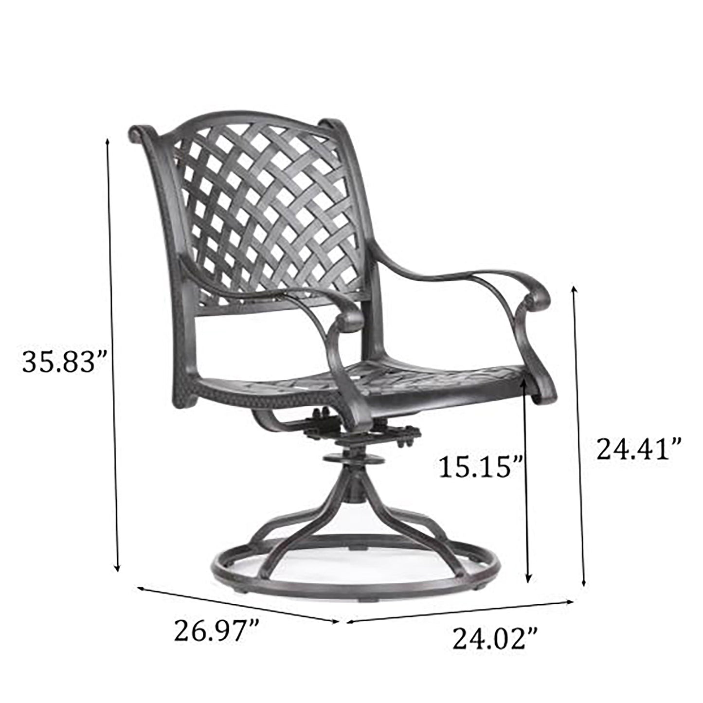 Patio Outdoor Dining Swivel Rocker Chairs With Cushion (Set of 2)
