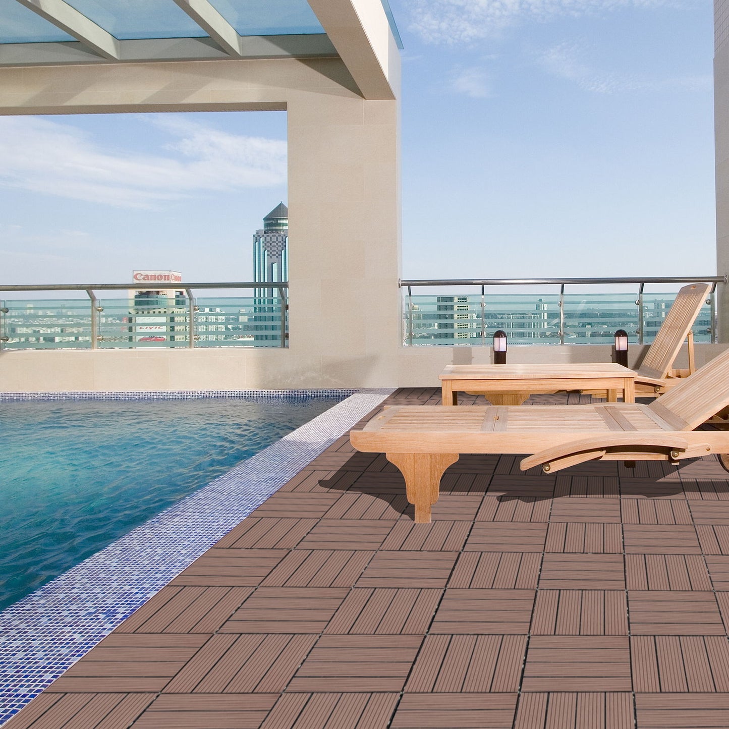 Wood Plastic Composite Deck Tiles, Sustainable Composite Decking Resist Rust, Water, Weather, Easy To Diy & Maintain