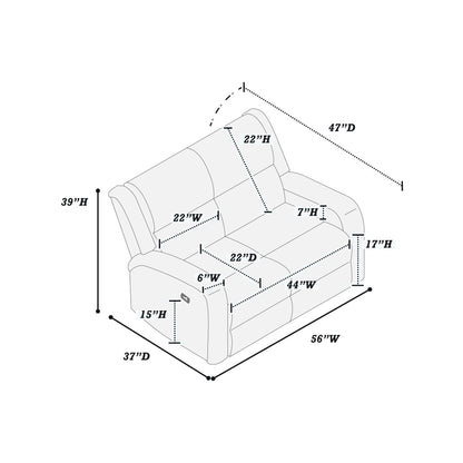 Manual Reclining Loveseat With Horizontal And Vertical Tufting