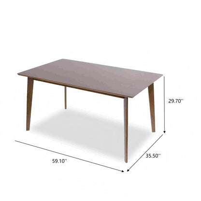The Carlos Dining Table, a rectangular wooden table with four legs, is displayed on a white background. Its dimensions are 59.10" long, 35.50" wide, and 29.70" tall.