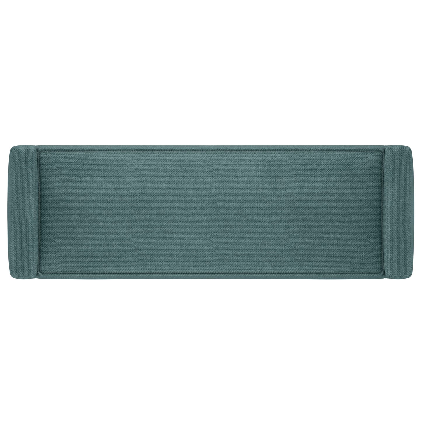 Top-down view of the Scott - Upholstered Ottoman Bench, a rectangular teal bench with textured fabric, armrests on both short sides, and a simple modern design.