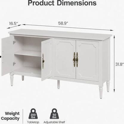 Vintage Buffet Cabinet With Adjustable Shelves