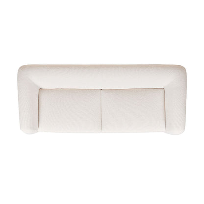 Top-down view of the Alpine - Luxurious Upholstery Sherpa Sofa, a modern rectangular off-white sofa with rounded edges and two seat cushions.