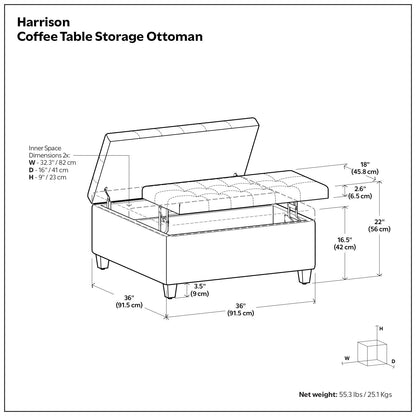 Harrison - Large Coffee Table Storage Ottoman