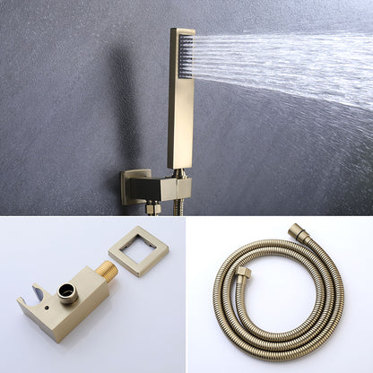 Luxury, 12" Ceiling Mount Shower System With Rain Mixer And Handheld Shower, Stainless Steel - Brushed Gold