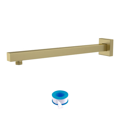 Wall Mounted Shower Arm With Flange, 16" Stainless Steel For Rain Shower Heads - Gold