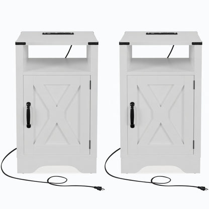 Farmhouse Nightstand, Charging Station & Storage