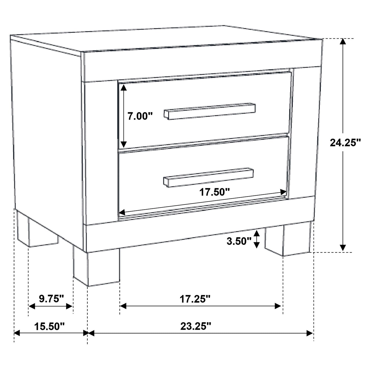 2 Drawer Nightstand - Brown Wood