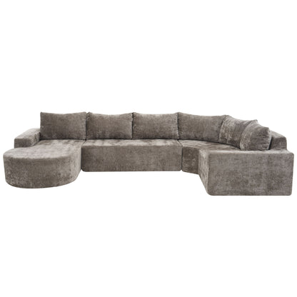 Modular Cloud Sectional Sofa Set, U-Shaped Upholstered Couch With Deep Seat