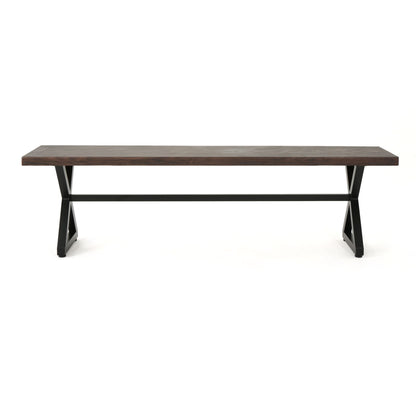 A sleek Modern Aluminum Outdoor Dining Bench with an X base, showcasing a simple, contemporary design and durable aluminum construction, displayed on a white background.