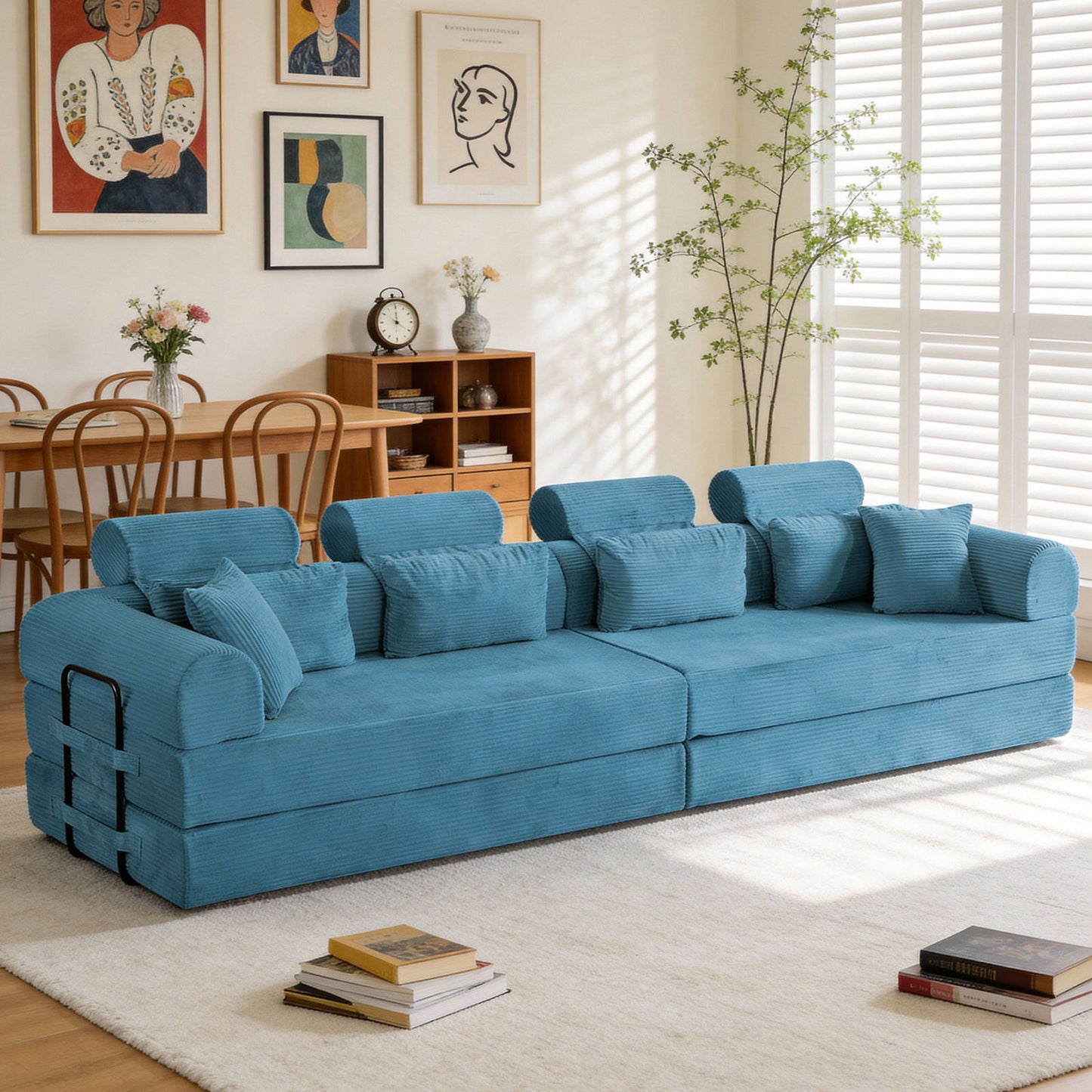 Modern L-Shape Modular Sectional Sofa, Compressed Design
