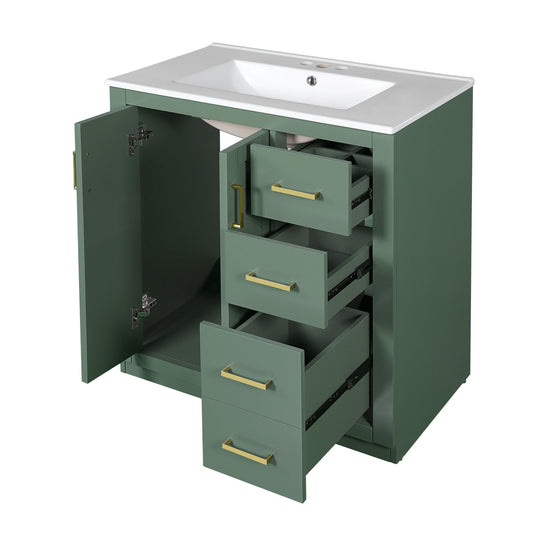 Bathroom Vanity With Sink, Storage Cabinet, Freestanding Set With 3 Drawers & Soft Closing Doors