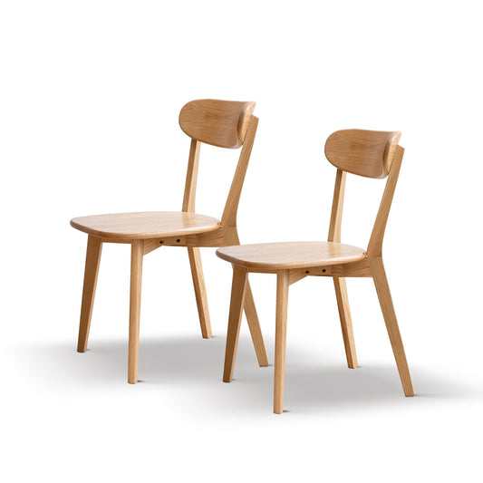 Two Simple Dining Chairs, Solid Chair Table for Living Room, featuring curved backs and modern design, are placed side by side on a white background.