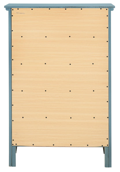 The back view of the Hammond Chest shows its light wood finish with a dark frame and evenly spaced screws securing the back panel.