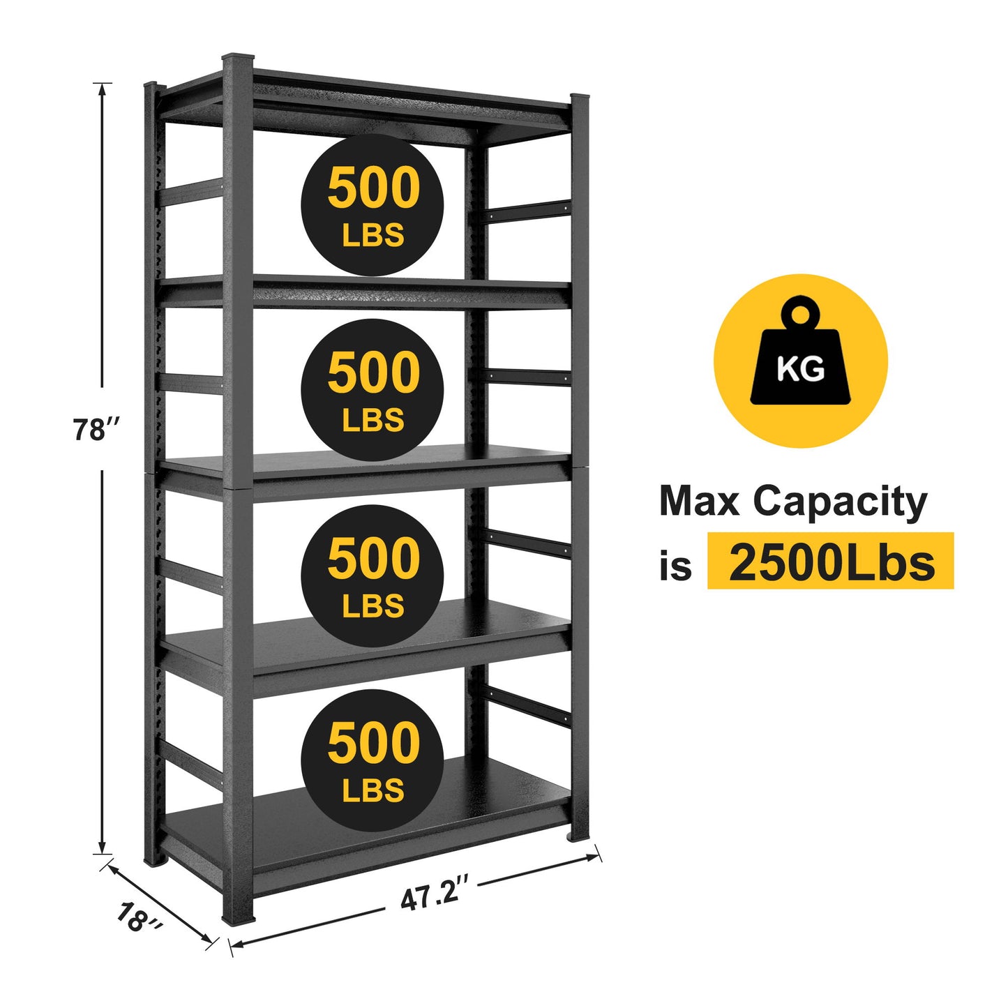 Storage Shelves 5 Tier Heavy Duty Metal Shelving Unit Adjustable Shelving Units And Storage Rack Kitchen Garage Shelf - Black