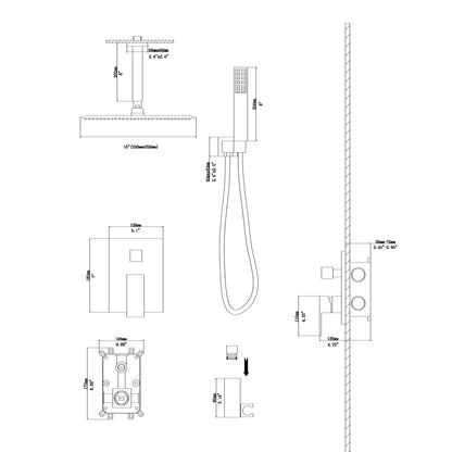 Dual Shower Head System With Ceiling Mount And Rough In Valve
