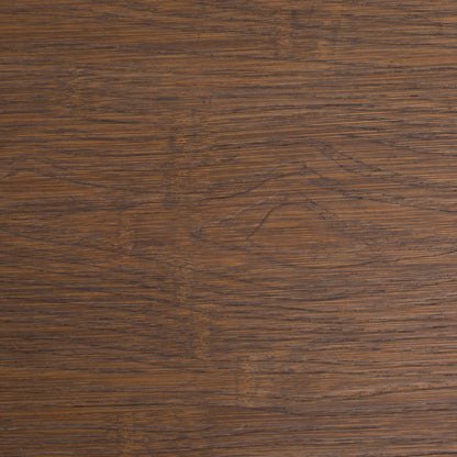 Closeup of the Dakota - Industrial Adjustable Bar / Dinette Table in Antique Brown, featuring a rich brown wooden surface with visible grain patterns and natural texture, showcasing subtle variations in tone.