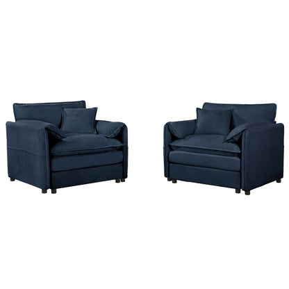Modern Chenille Oversized Accent Chair, Comfy Single Sofa With Large Seat (Set of 2)