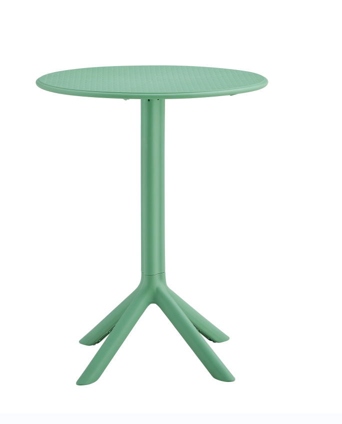 A modern 3 Piece Plastic Arm Chair Bistro Grs Premium Ocean Plastic set in green, featuring sleek lines and a contemporary design, displayed against a plain white background.