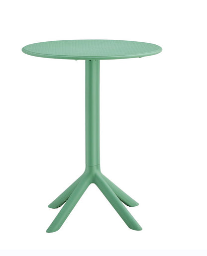 A modern 3 Piece Plastic Arm Chair Bistro Grs Premium Ocean Plastic set in green, featuring sleek lines and a contemporary design, displayed against a plain white background.