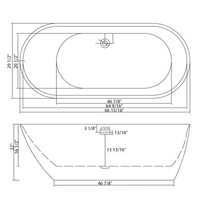 Glossy Freestanding Bathtub With Chrome Pop Up Drain
