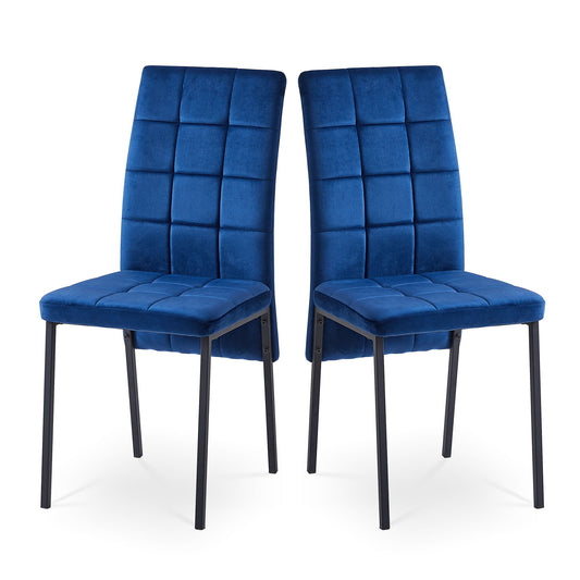 Velvet High Back Nordic Dining Chair Modern Fabric Chair With Black Legs (Set of 2)