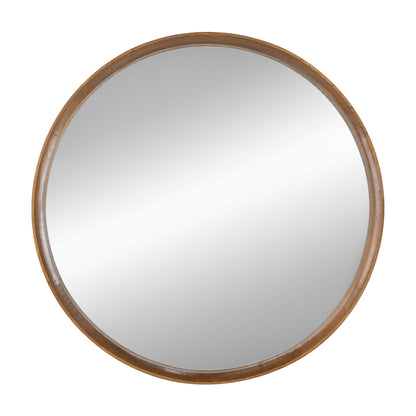 The Round Wood Mirror, a wall-mounted mirror for bathroom or living room decor, is displayed against a white background.