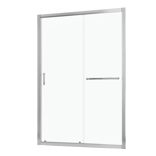 Single Sliding Bypass Shower Door, Tempered Glass Enclosure