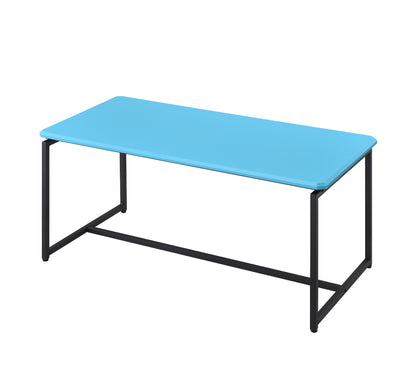 The GT - 3 Piece Carbon Fiber Wrap Coffee Table and End Table set features a modern design with a bright blue top and minimalist black metal frame.