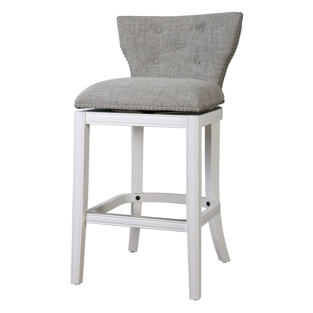Upholstered Swivel Stool With Back