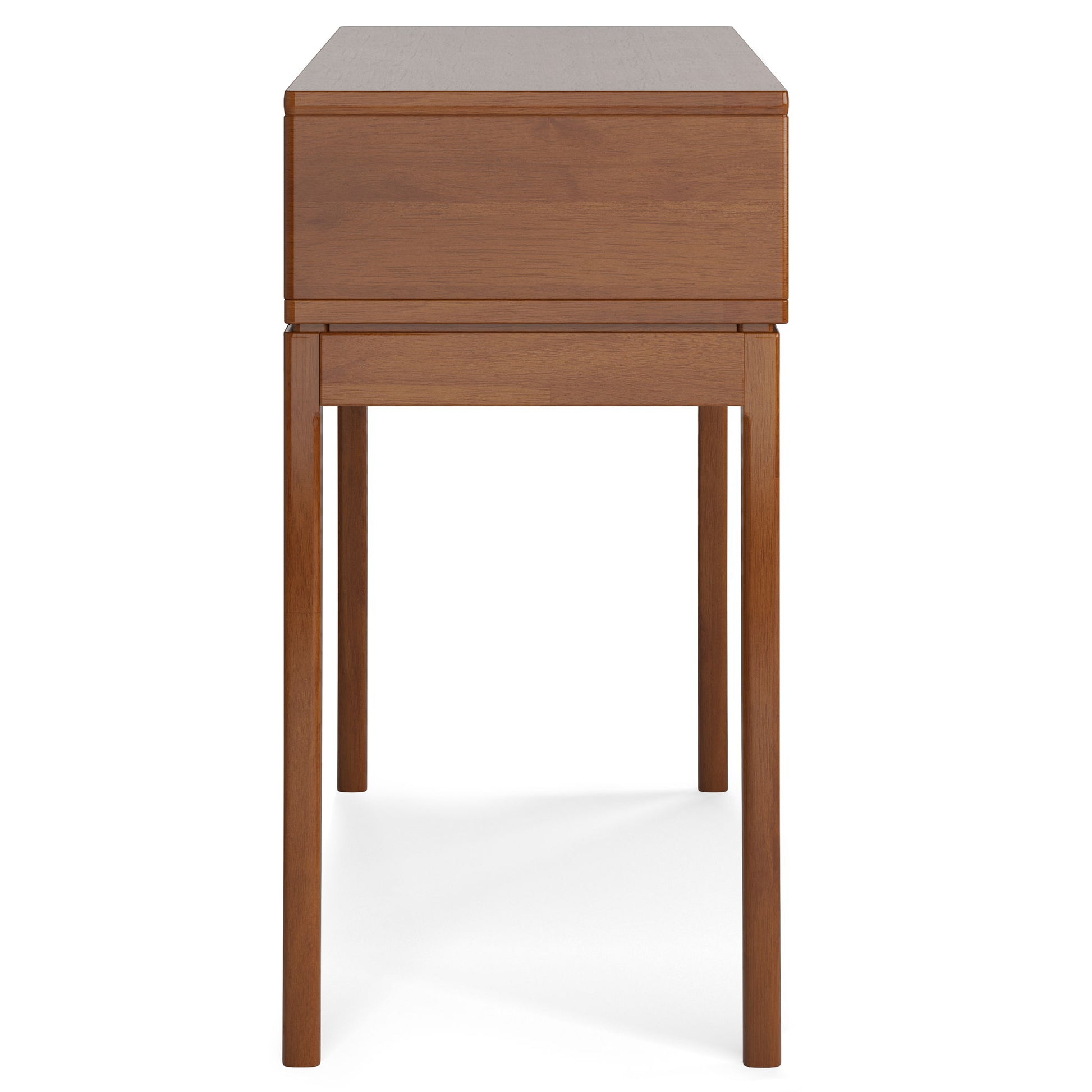 The Harper Handcrafted Console Sofa Table features a rectangular wooden top, straight clean lines, and slender legs, displayed from the side against a plain white background.