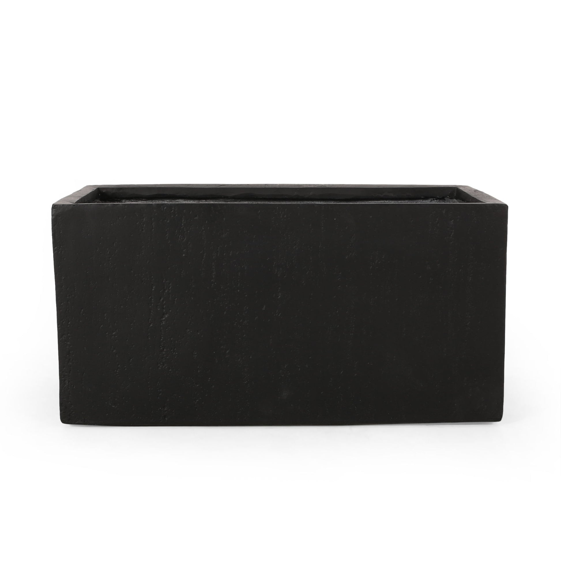 The Modern Outdoor Planter is a rectangular black planter box with a smooth finish, shown from the front against a white background.