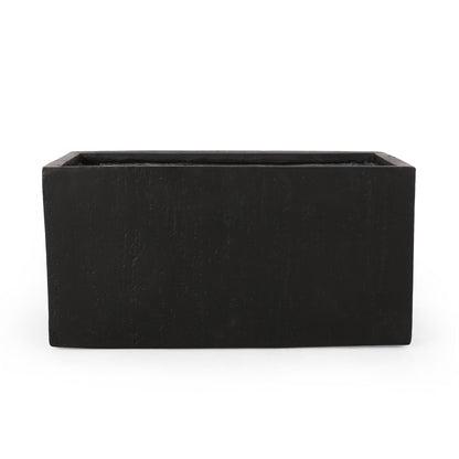 The Modern Outdoor Planter is a rectangular black planter box with a smooth finish, shown from the front against a white background.