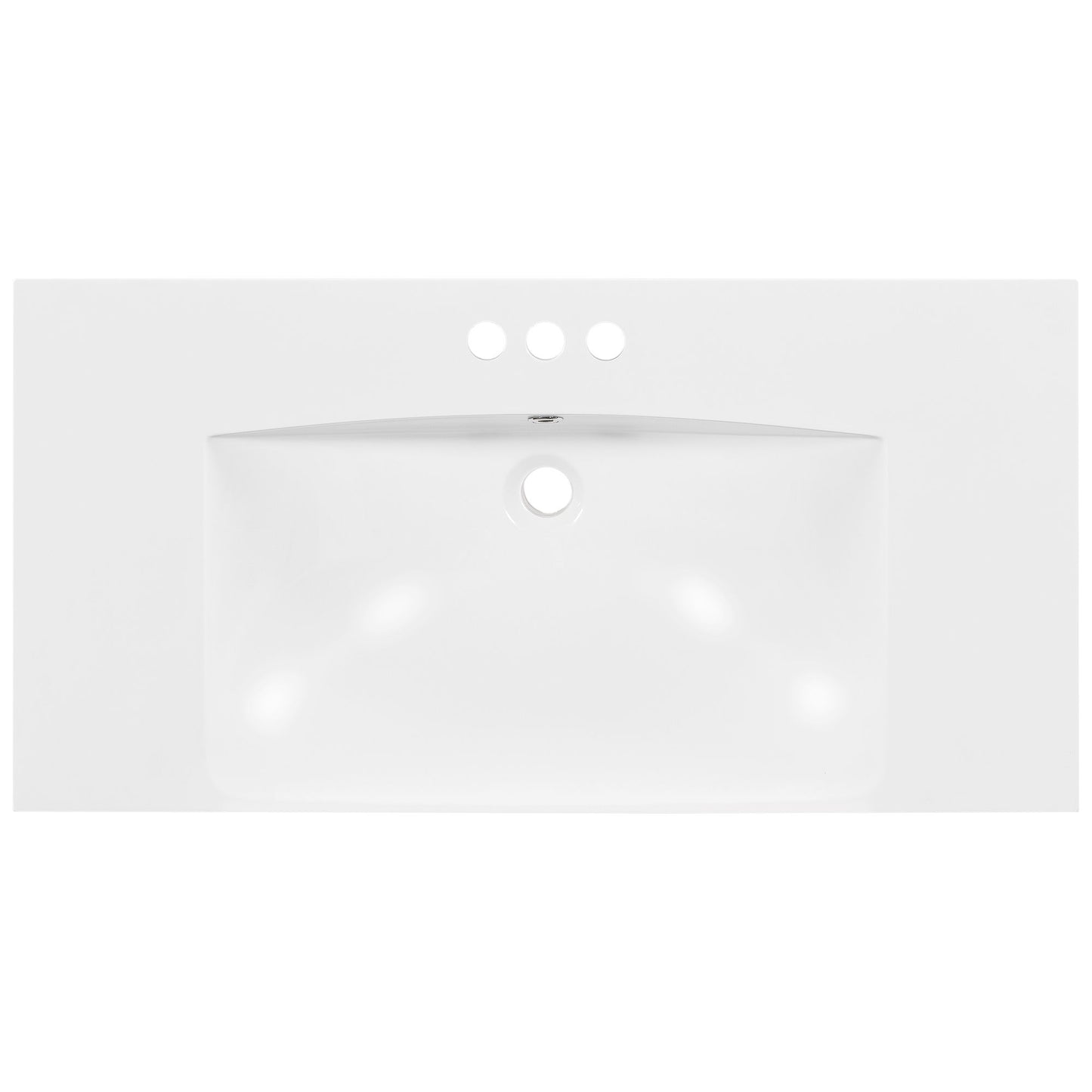 Single Bathroom Basin Sink, Vanity Top Only With 3 Faucet Holes
