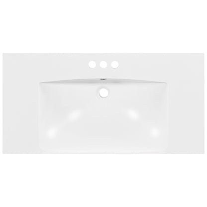 Single Bathroom Basin Sink, Vanity Top Only With 3 Faucet Holes