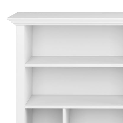 A close-up of the Amherst - Multi Cube Bookcase And Storage Unit, featuring a white, empty design with three clean shelves and a simple, modern look against a plain background.