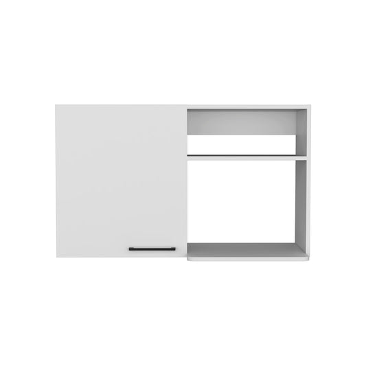 Burwood - Kitchen Wall Cabinet with 2 white doors and shelves, wall-mounted with black handles and a plain white background.