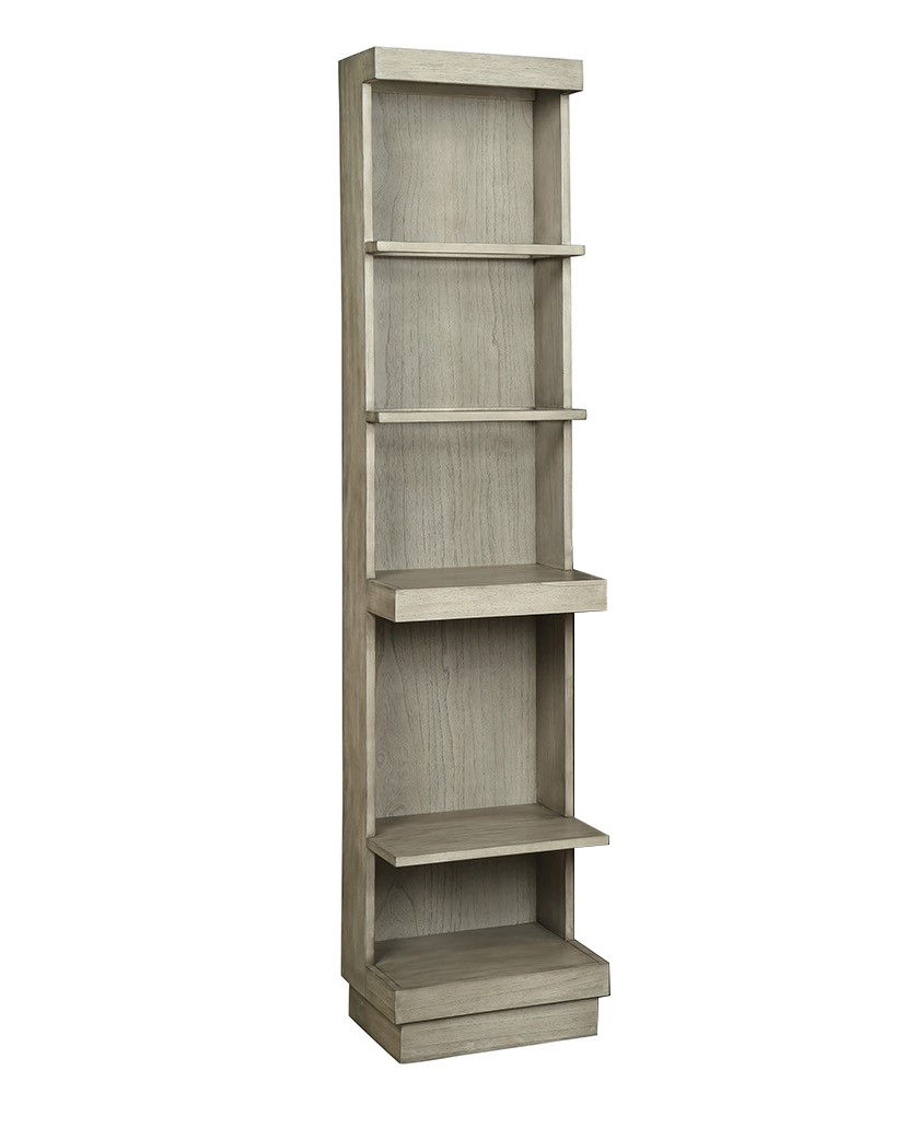 The Couch.com Celino BookShelf Pier (Set of 2) features tall, narrow wood construction with a beige finish, five shelves (two extended), set against a plain white background.